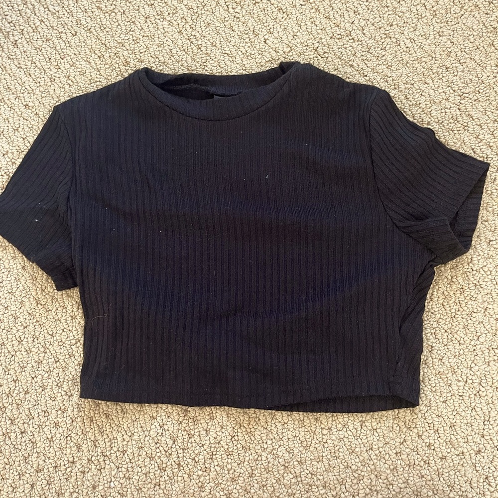Black crop top tight neck from Shein